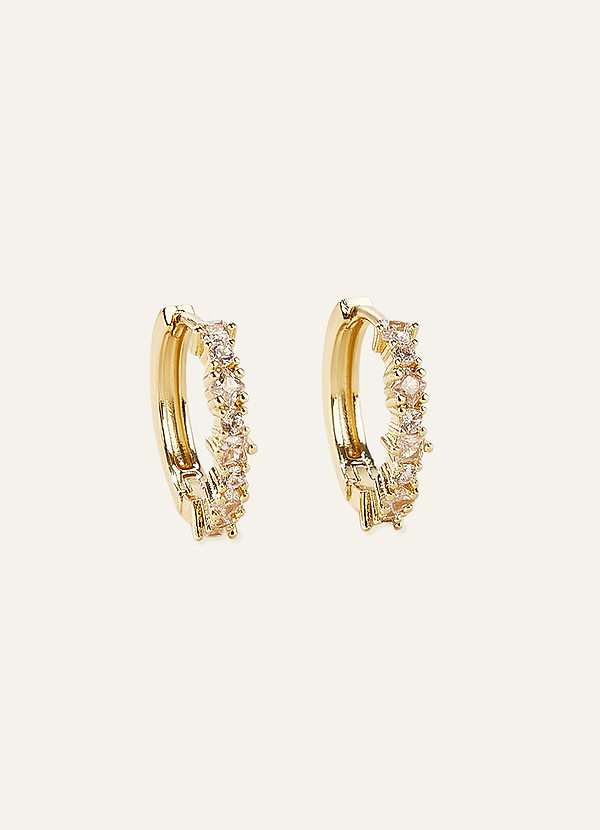 front Rhinestone Huggie Hoop Earrings