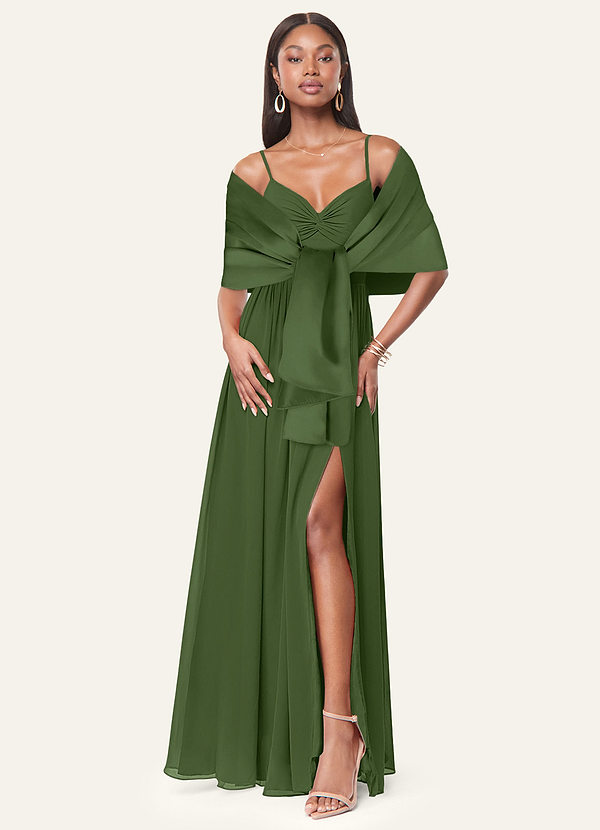 front Azazie Chal De Satén Mate Aleena De Colores A Juego