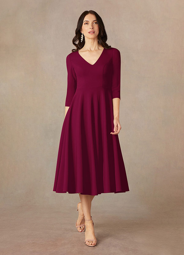 Azazie Nassif Mother of the Brides Dresses Burgundy A-Line Stretch Crepe Dress image1
