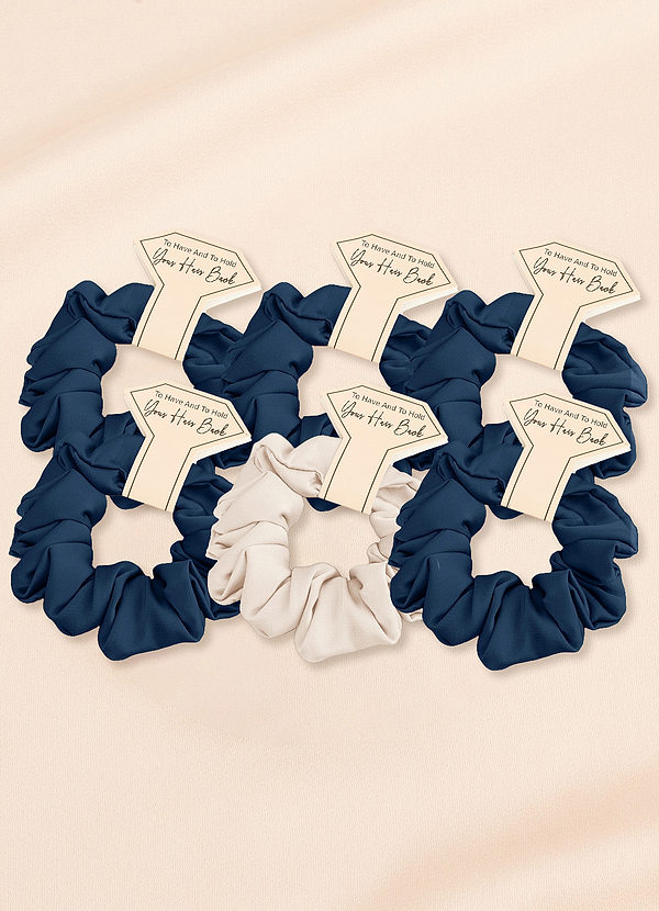 front Matching Color Six-Piece Mixed Color Bridesmaid Stretch Satin Regular Size Scrunchie Set