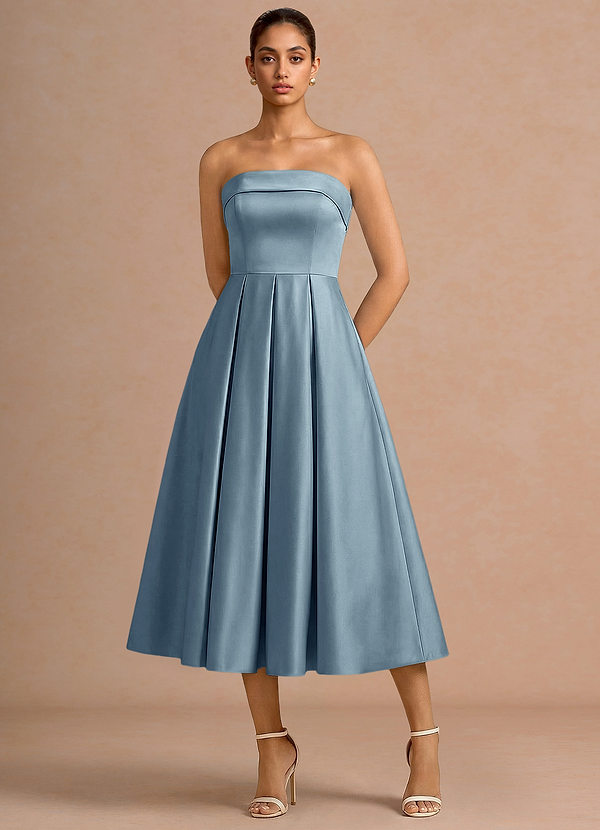 Midi jurk Rilora Poederblauw image1