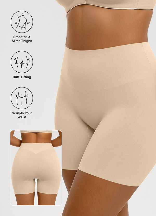 front Shorts moldeadores sin costuras de cintura alta con control de abdomen