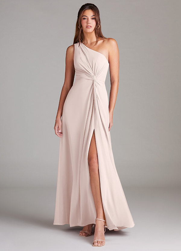 Azazie Brooke Bridesmaid Dresses Rose Petal A-Line One Shoulder Chiffon Dress image1