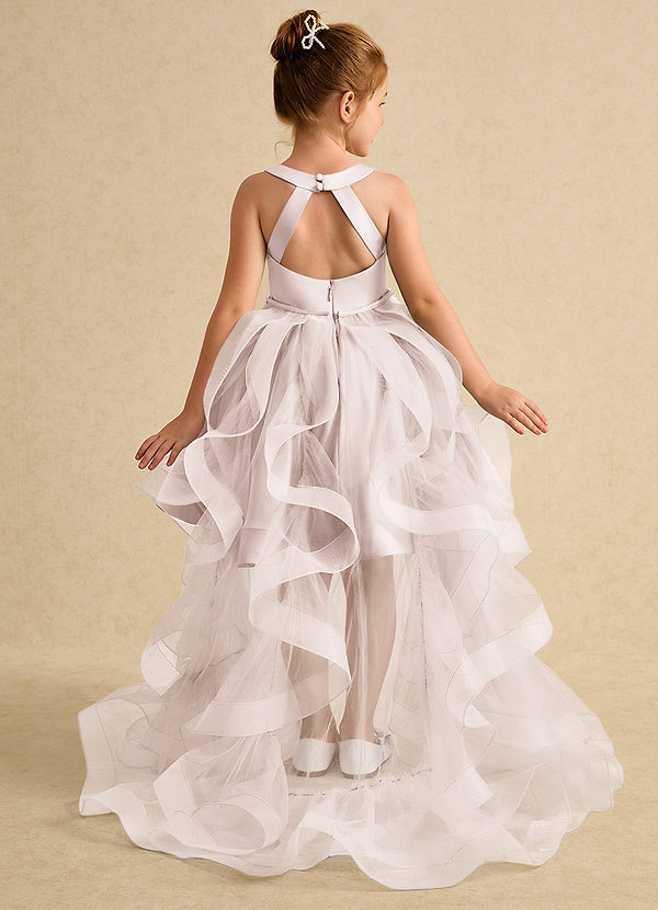 Azazie Julietta Robes de Fillette d'Honneur Robe Princesse en Tulle Convertible Rose Pétale image1