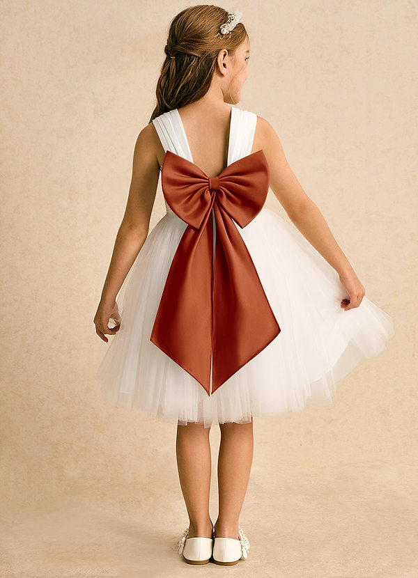 Azazie Dimple Abiti da Ragazza di Fiori Abito Principessa in Tulle Pizzo Avorio Paprika image1