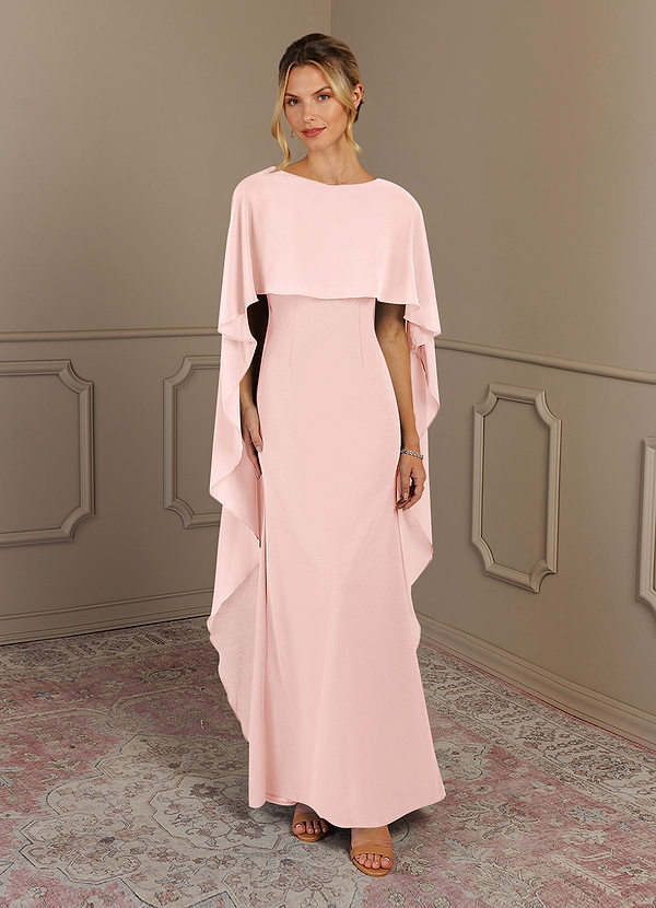 Azazie Dion Blushing Pink Sheath Scoop Stretch Crepe Dress | Azazie