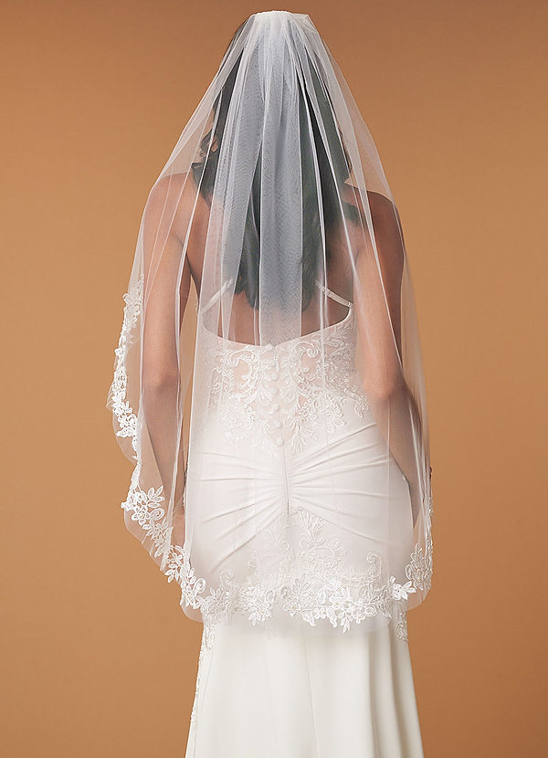 front Cordelia Flower Lace Hip Length Veil