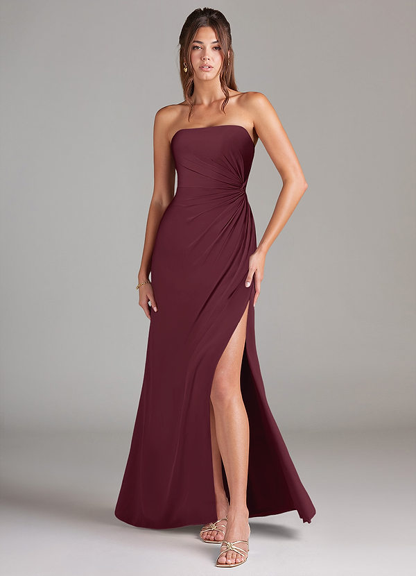 Azazie Aliani Bridesmaid Dresses Cabernet Sheath Strapless Chiffon Convertible Dress image1