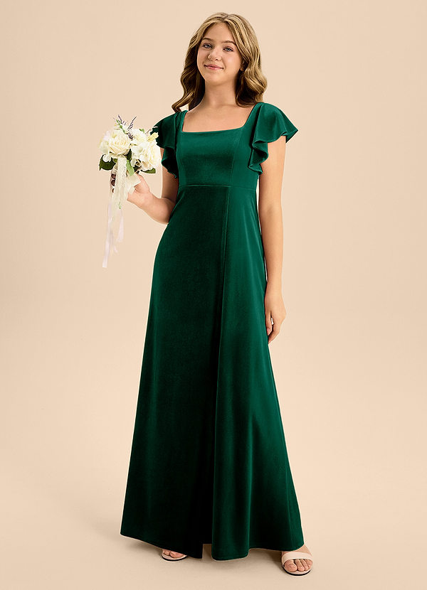 Bondi Junior Emerald A-Line Bow Velvet Dress image1