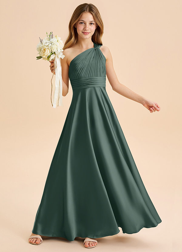 Charlize Junior Sea Moss A-Line Pleated Stretch Satin Dress image1