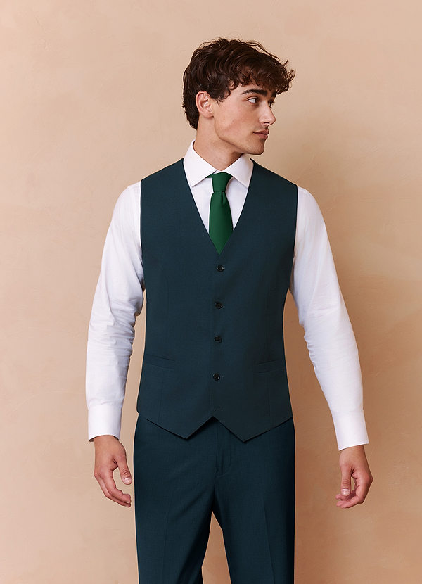 front Savile Teal Wool Blend Suit Vest