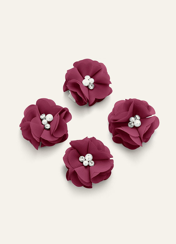 front Four-Piece Matching Color Chiffon Hair Clip Set