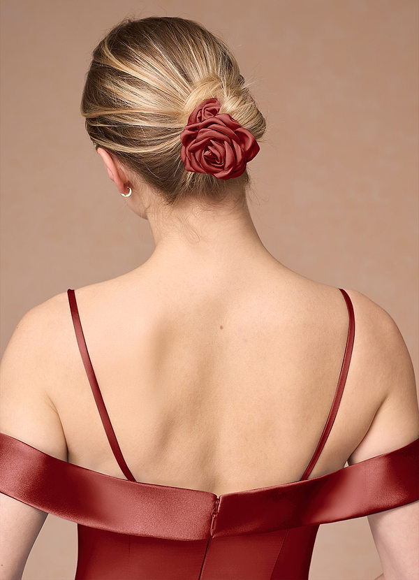 front Matching Color Matte Satin Rose Scrunchie Set