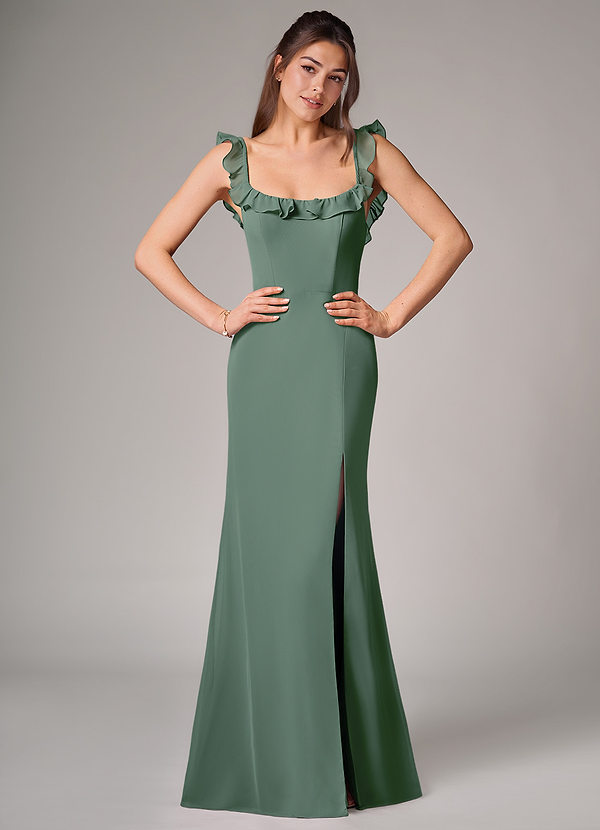 Azazie Callie Bridesmaid Dresses Eucalyptus Mermaid Side Slit Chiffon Convertible Dress image1