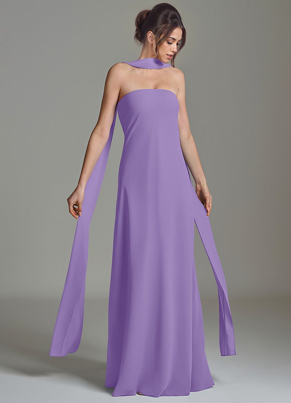 Azazie Ilana Brudepigekjoler En streg Stropløs Chiffon Gulv-længde Kjole image1