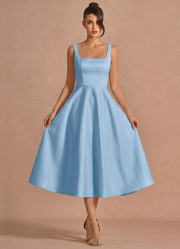 Midi jurk Brynn Waasblauw image1