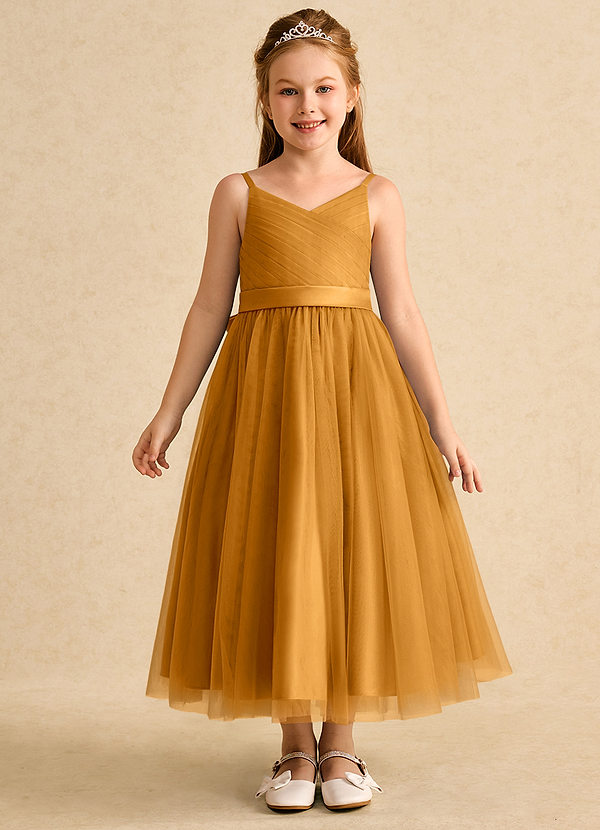 Azazie Patootie Vestidos de Niña de Flores Vestido de Caramelo de Tul de Corte En A con Tirante Espagueti image1