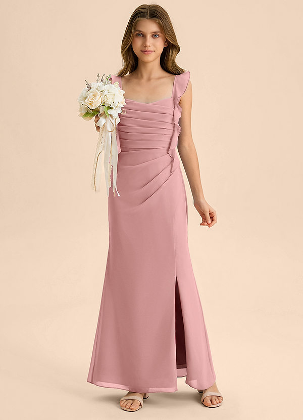 Azazie Jessamine Junior Dusty Rose Mermaid Sweetheart Neckline Chiffon Dress image1