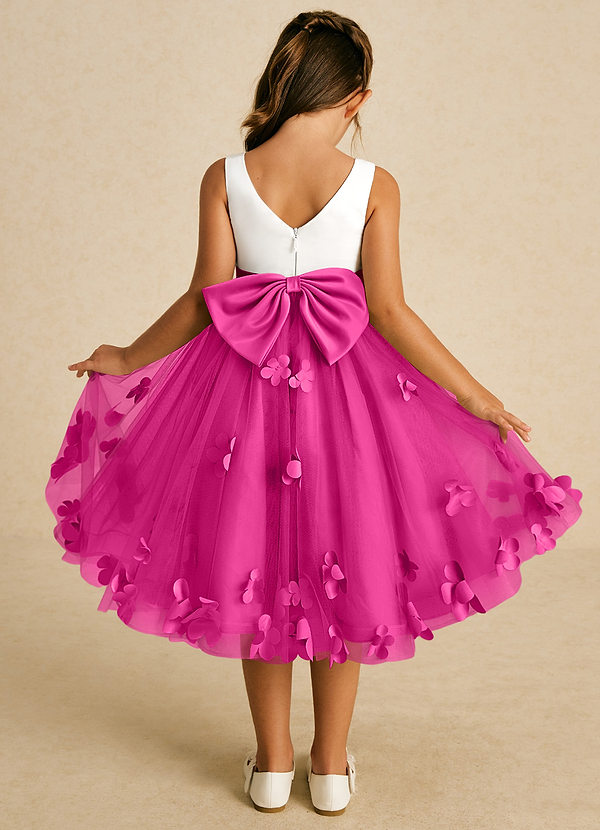 Cute A-Line Bow Short Flower Girl Dress Fuchsia