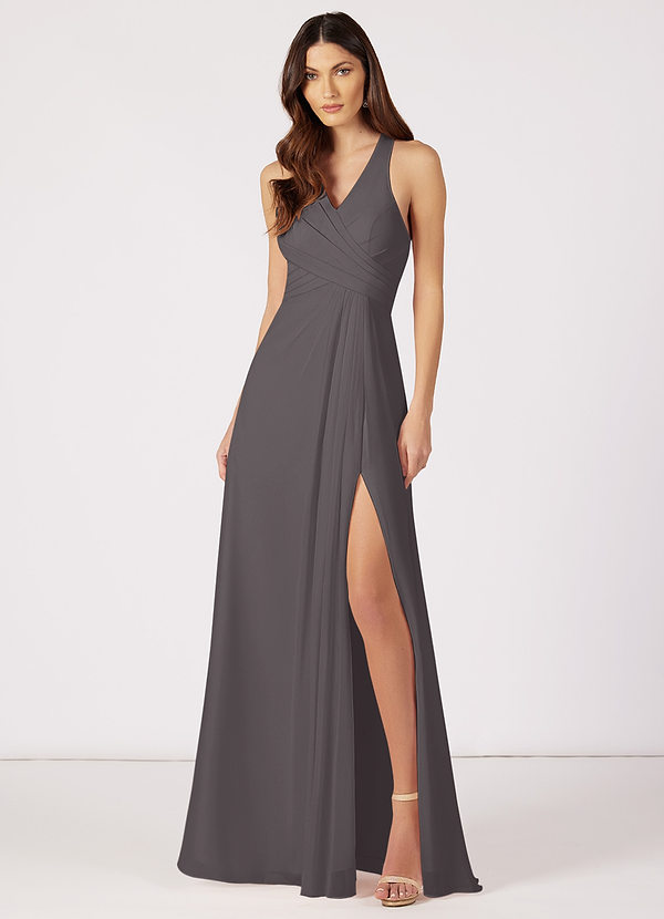 Azazie Danica Bridesmaid Dresses A-Line Pleated Chiffon Floor-Length Dress image1