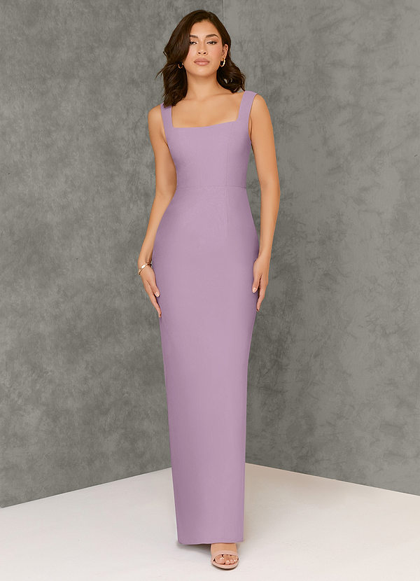 Azazie Flori Bridesmaid Dresses Wisteria Sheath Square Neckline Chiffon Dress image1