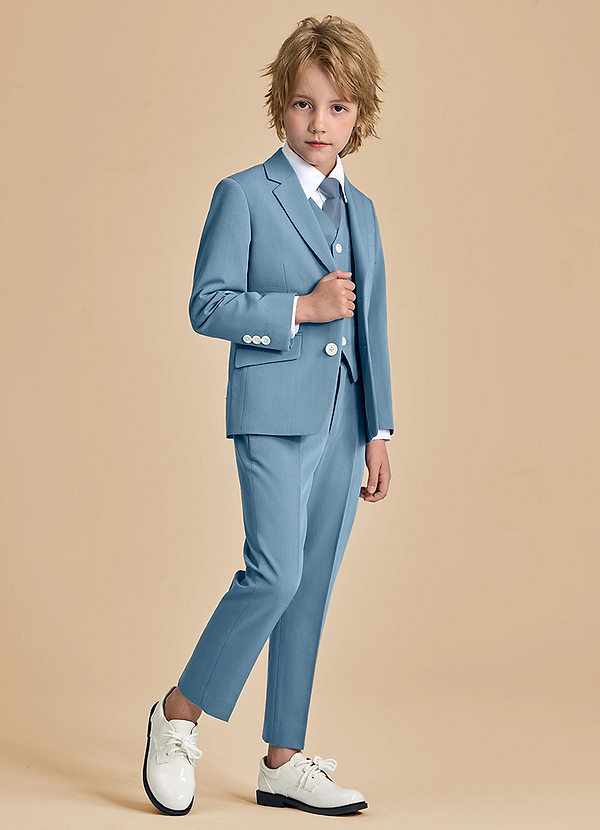 front Oliver Boys Light Blue 5-Piece Suit With Pre-tie