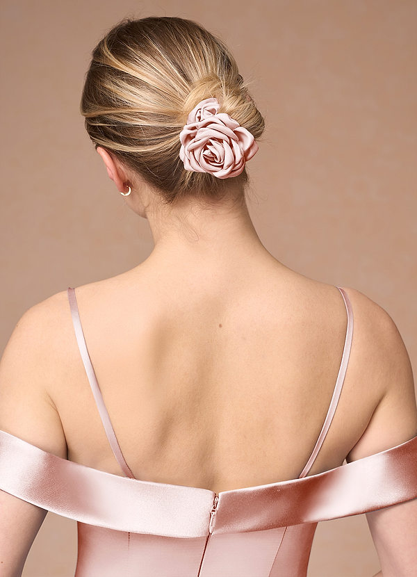 front Matching Color Matte Satin Rose Scrunchie Set