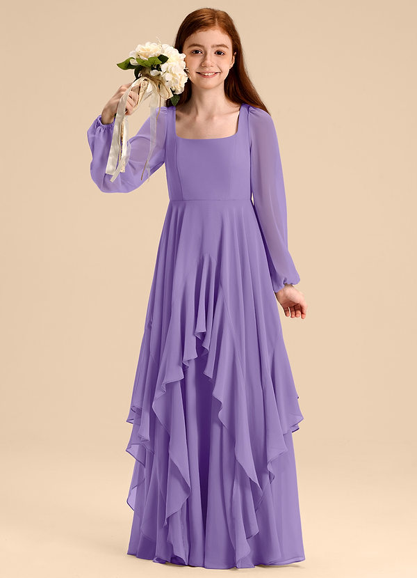 Azazie Clara Junior Tahiti A-Line Blouson Chiffon Dress image1