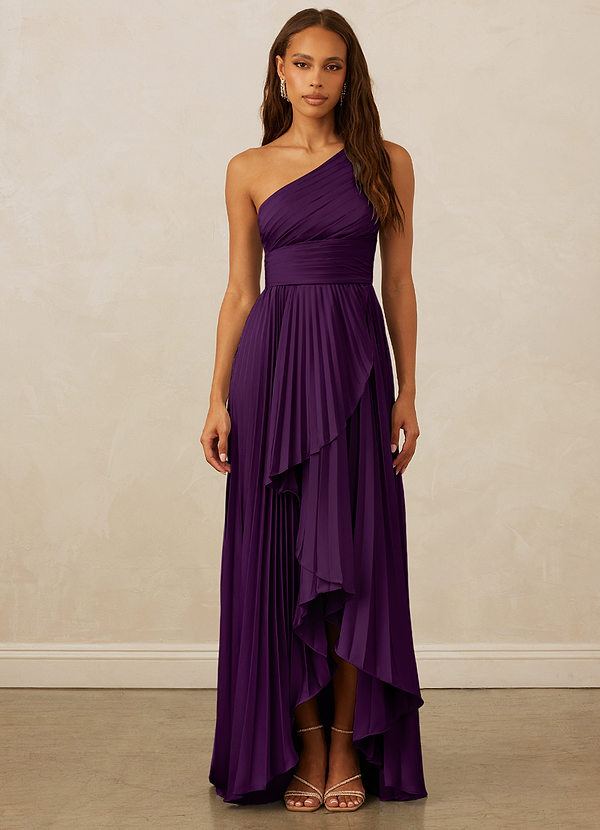 Christian Siriano Bridal for Azazie 1008 Bridesmaid Dresses Pleated One Shoulder Stretch Satin A-line Dress image1