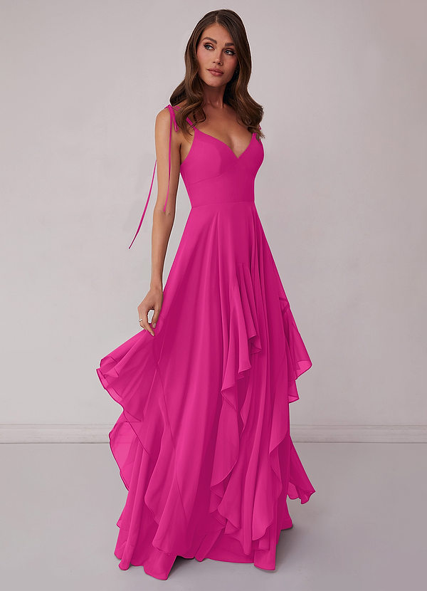 Barbie ♥ Azazie Bridesmaid Dresses Chiffon-Kleid in A-Linie mit V-Ausschnitt image1