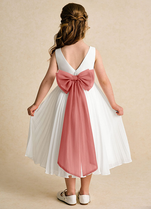 Azazie Margot Flower Girl Dresses Ivory Antique Rose A-Line Pleated Chiffon Dress image1