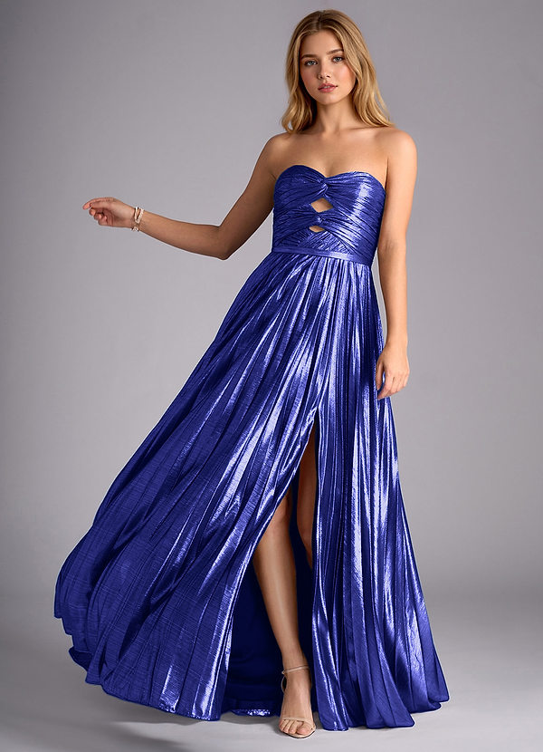 Stella Cadente Royal Blue A-line Metallic Prom Dress image1