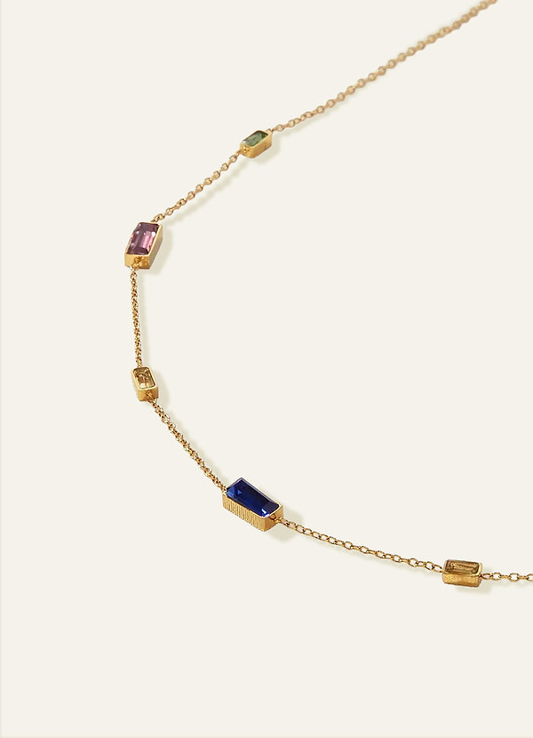 front Multi-Stone Baguette Necklace