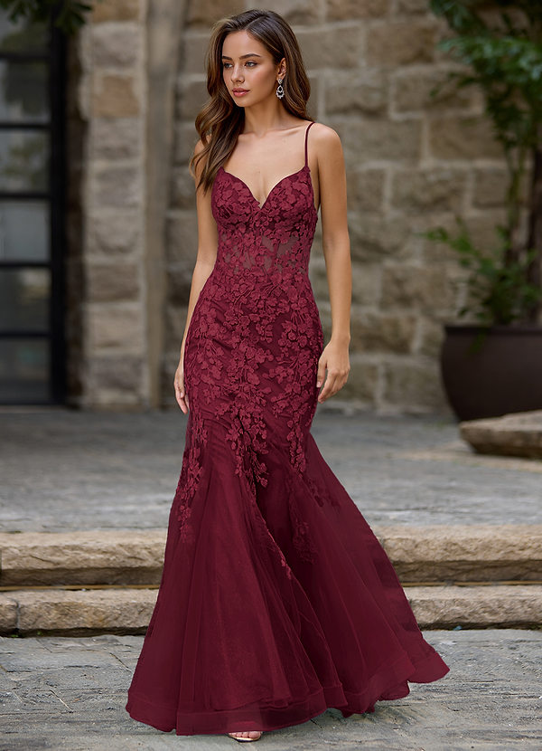 Dentelle Borgoña Vestido de fiesta de sirena image1
