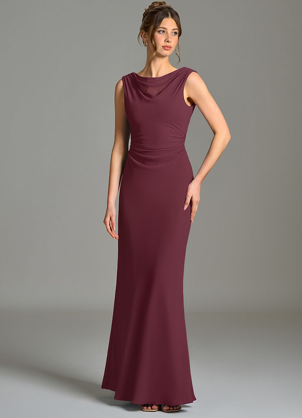 Azazie Kieryn Bridesmaid Dresses Cabernet Mermaid Pleated Chiffon Dress image1