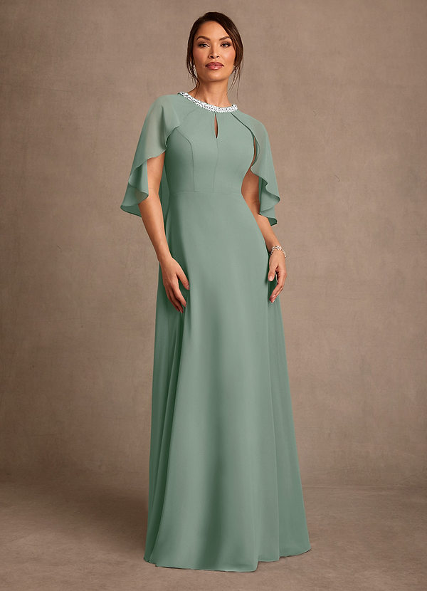 Azazie Winnifred Suknie dla Matki Panny Młodej Linia A Zroszony Szyfon Długość podłogi Sukienka image1