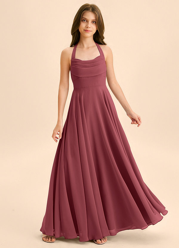 Azazie Kady Junior Merlot A-Line Sweetheart Neckline Chiffon Dress image1