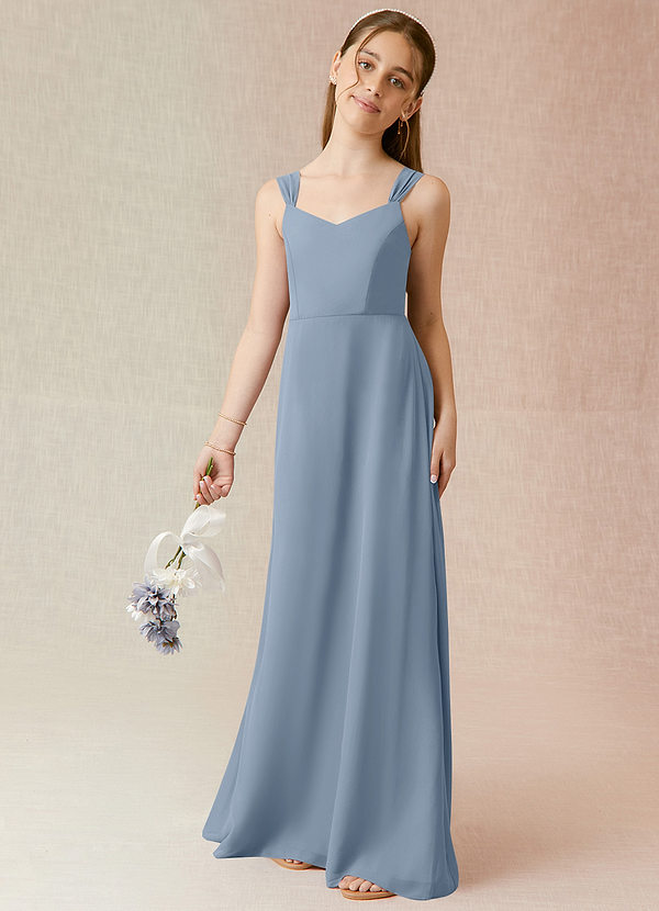 Azazie Denice Junior Dusty Blue A-Line Chiffon Dress image1