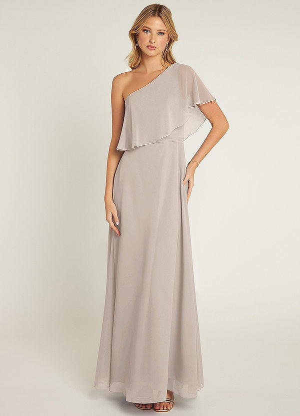 Azazie Lizzy Brautjungfernkleider A-Linie One-Shoulder Chiffon Kleid Frost image1