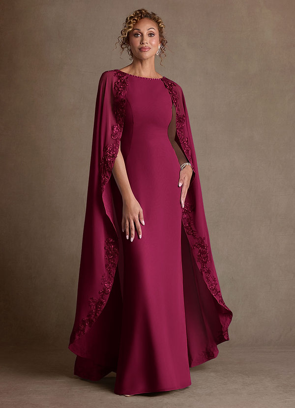 Azazie Artemisia Mother of the Brides Dresses Burgundy Sheath Lace Chiffon Dress image1