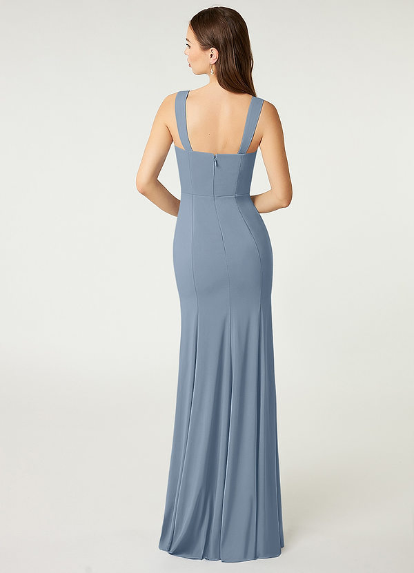 Azazie Alara Bridesmaid Dresses Sheath Side Slit Stretch Chiffon Floor-Length Dress image2
