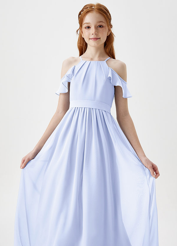 Azazie Chaya Junior Lavender A-Line Off the Shoulder Chiffon Dress image1