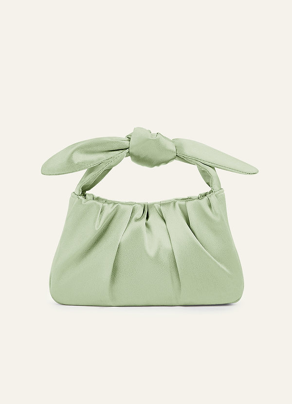 front Sac à main à poignée nouée en satin métallisé de couleur assortie