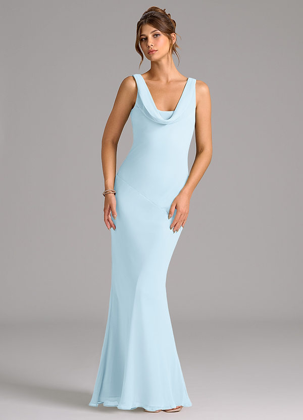 Azazie Rylina Bridesmaid Dresses Sky Blue Mermaid Pleated Chiffon Dress image1
