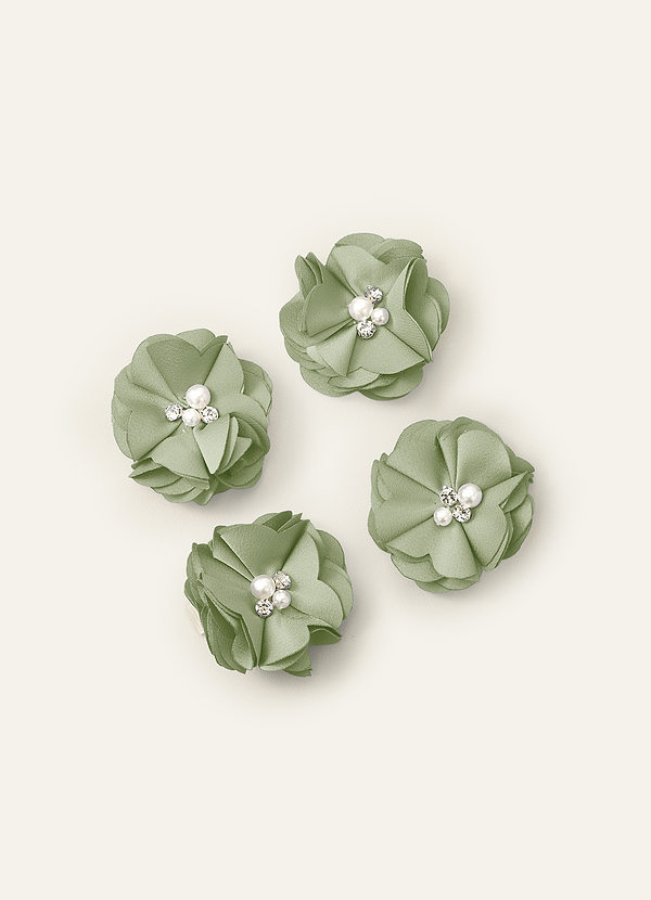 front Four-Piece Matching Color Stretch Satin Hair Clip Set