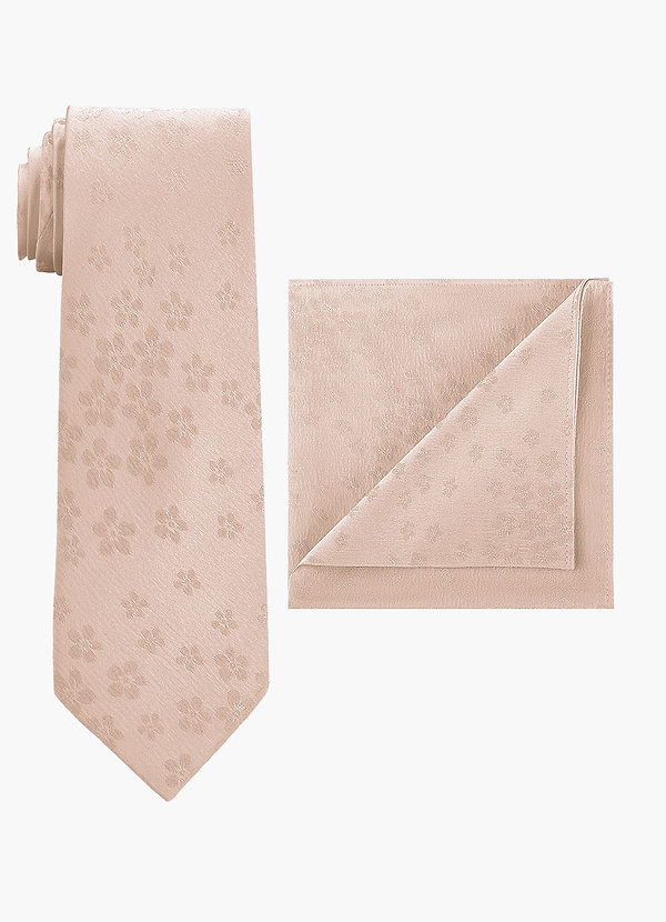 front Conjunto de corbata ancha y pañuelo de bolsillo en jacquard