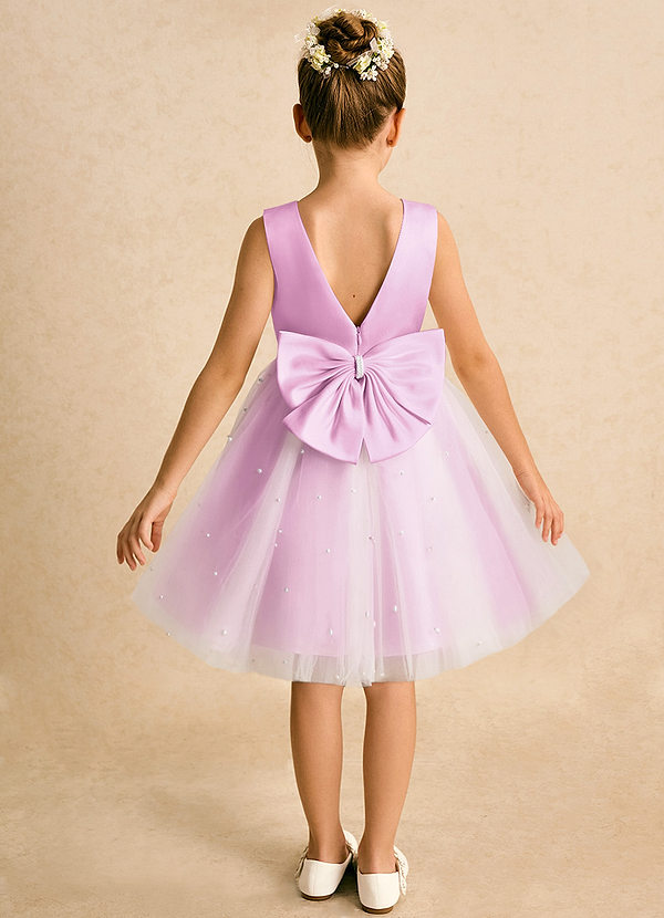 Azazie Esme Robes de Fillette d'Honneur Robe Princesse en Tulle Arc Rose Bonbon image1