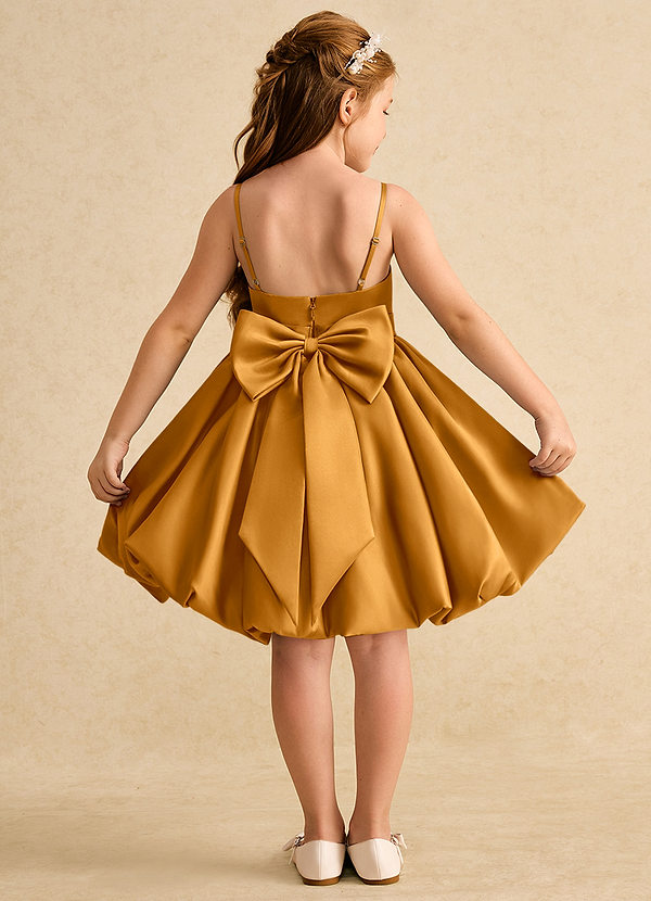 Azazie Davine Vestidos de Niña de Flores Vestido de Caramelo de Satin Mate de Corte En A con Tirante Espagueti image1