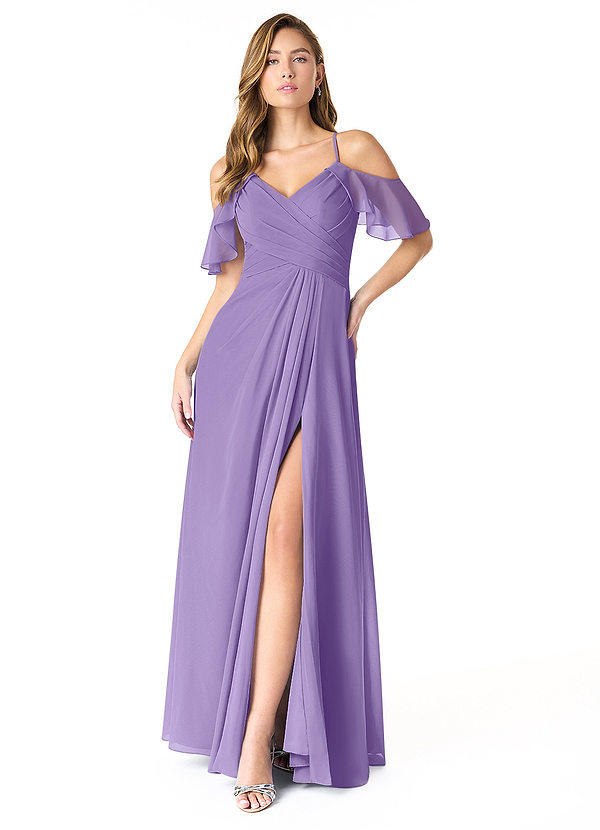 Azazie Dakota Bridesmaid Dresses Tahiti A-Line V-Neck Pleated Chiffon Dress image1