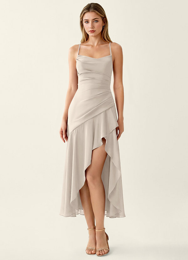 Heloise Vanilla Satin Lace Up Back Maxi Dress image1